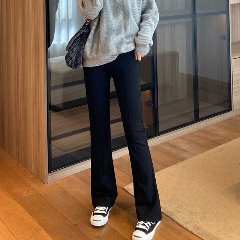 Pear-shaped body high-waist micro-flare suit pants for women spring new large size fat mm slimming stretch floor mopping pants