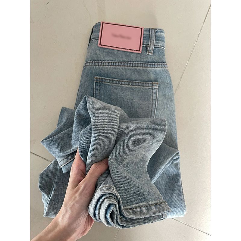 Not a real shot of autumn high-waisted simple casual denim trousers, versatile Korean style pants, plus size women's clothing 230 pounds