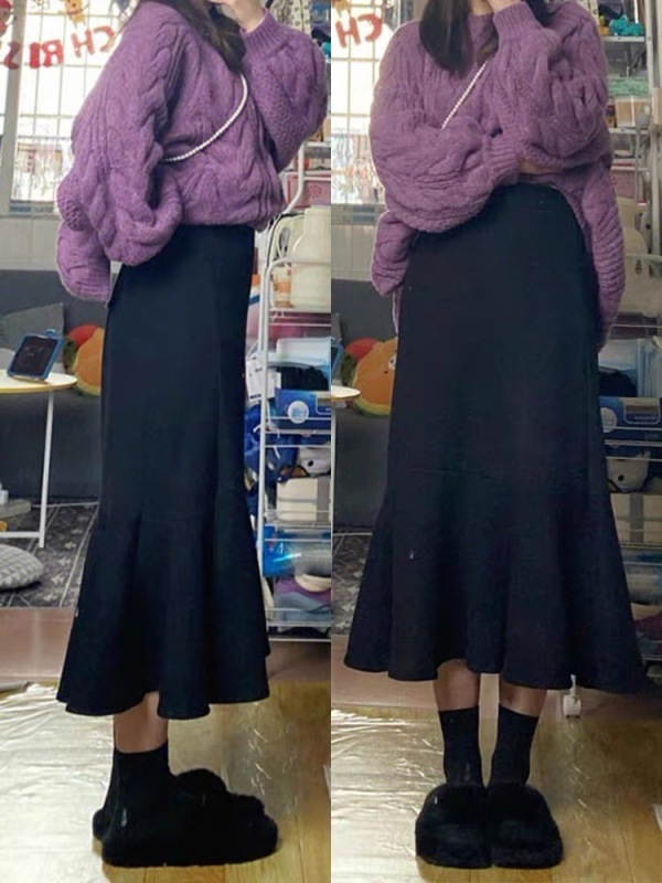 Large size high waist fishtail skirt women's new autumn slimming mid-length temperament A-line hip-hugging skirt suit