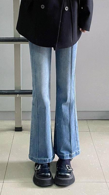 Micro-boot jeans women's new blue slim fit high-waisted flared horse hoof pants ins trend