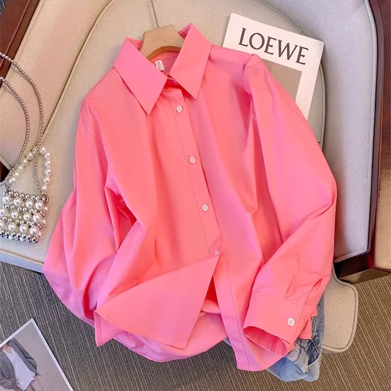 Pink shirt for women 2024 new style chic and beautiful shirt design loose jacket top women's shirt