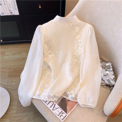 New Chinese style embroidered shirt with spring style long-sleeved horse skirt and top
