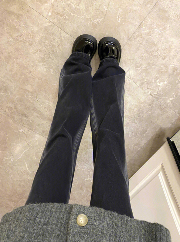Micro-flared black jeans for women, spring and autumn new design, small, high-waisted, slim-fitting pants, summer