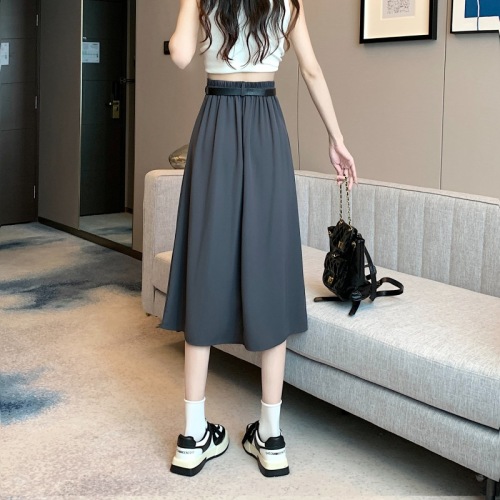 Summer new small black suit pleated skirt high waist slimming mid-length a-line skirt