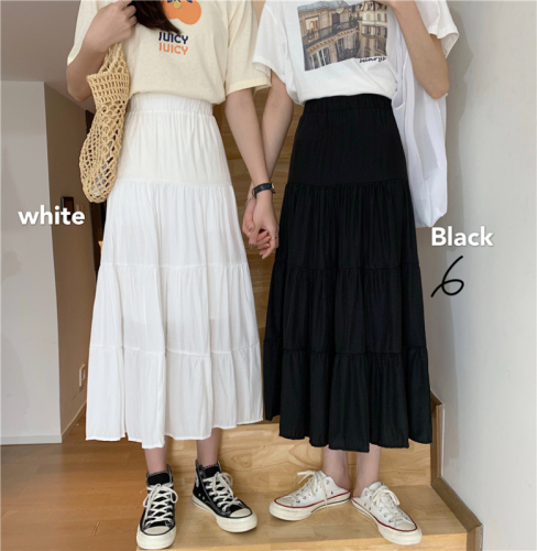 Spring new style Hong Kong style retro style high-waisted A-line cake chiffon skirt