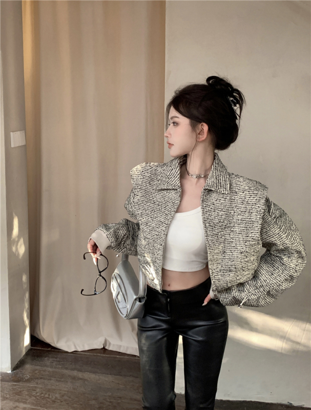Short style jacket, niche design, high-end, versatile, casual jacket, top for trendy women