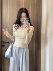 New Korean style gentle slim fit sun protection blouse + suspenders + elastic waist casual trousers three-piece set