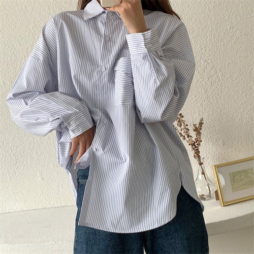 High-end petite French striped women's shirt top shirt chic niche