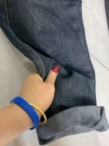 Simple straight jeans with velvet/without velvet, women's loose slimming dad pants ins trendy high waist nine-point pants