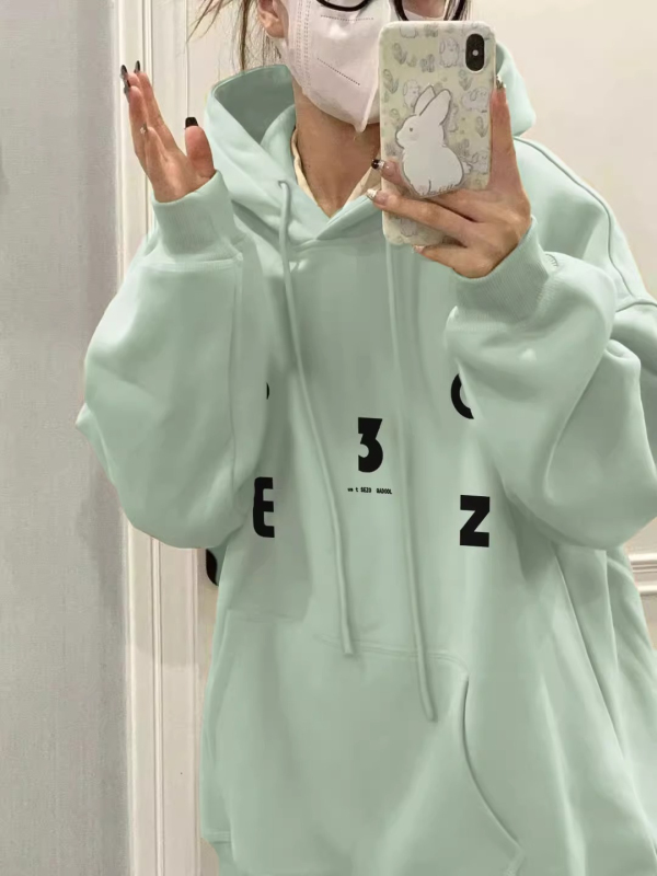 Thin velvet thickened high street American round neck sweatshirt for women autumn and winter trendy brand oversize niche jacket sweatshirt