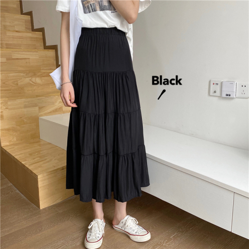 Spring new style Hong Kong style retro style high-waisted A-line cake chiffon skirt