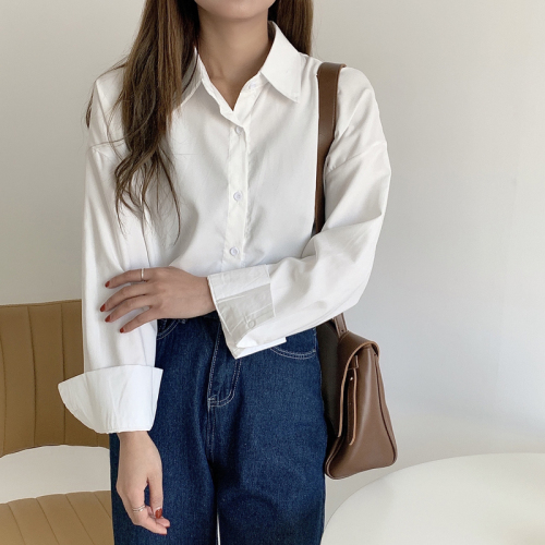 Early spring new design niche white shirt women's Japanese top French style shirt summer