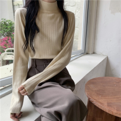 New autumn and winter half turtleneck pit sweater knitted bottoming shirt top