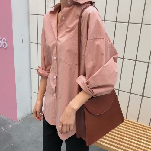 Spring new white shirt women's long-sleeved retro Hong Kong style niche Korean style loose women's shirt trend