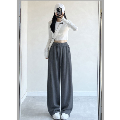 65 Minnie fabric gray sweatpants women's autumn and winter new loose wide-leg pants small American casual pants