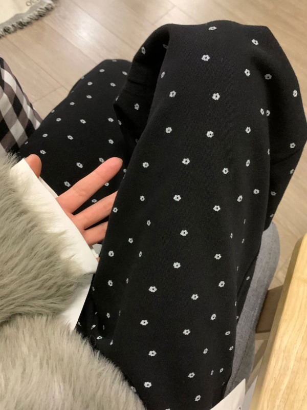 Large size floral casual pants for women 2024 new loose slimming high waist drapey wide leg trousers for small people