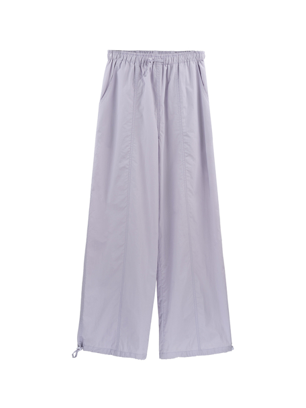 imxiang Thai pants hot~American drawstring high waist parachute pants women's summer pleated quick-drying assault wide-leg overalls