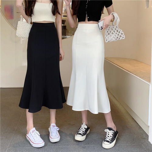 New high-waisted slimming ruffled mid-length hip-hugging fishtail skirt for women