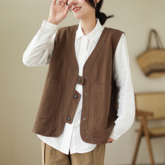 Retro short work vest women's vest jacket new outer slim vest V-neck waistcoat for women