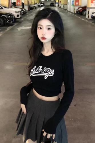 Autumn new short sweater long-sleeved bottoming shirt slim crop top