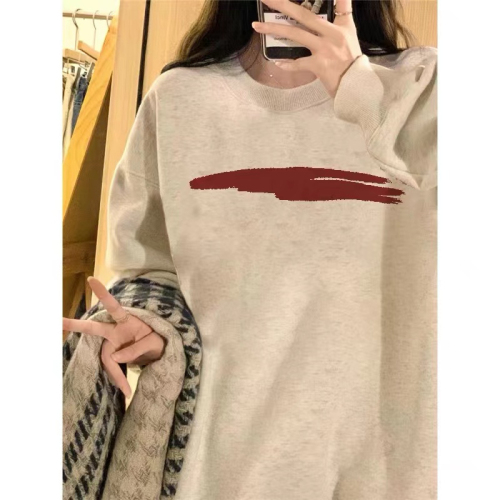 Pure cotton Chinese cotton 320g round neck sweatshirt for women autumn thin winter thickened silver fox velvet 420g round neck sweatshirt for women