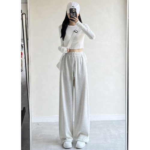 65 Minnie fabric gray sweatpants women's autumn and winter new loose wide-leg pants small American casual pants