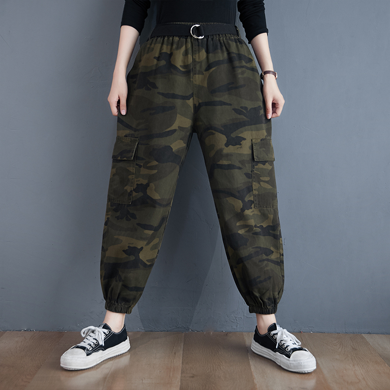 Camouflage work casual pants army green loose legged pants