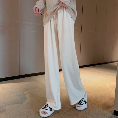 Thickened velvet chenille wide-leg pants, cream pants, Korean style loose and versatile anti-static casual pants
