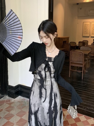 Blouse + ink retro national style suspender dress women's suit skirt long skirt