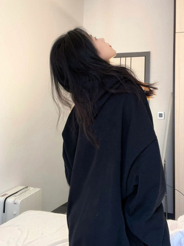 Pure cotton Chinese cotton composite milk silk 320g silver fox velvet 420g round neck hooded double hood loose sweatshirt