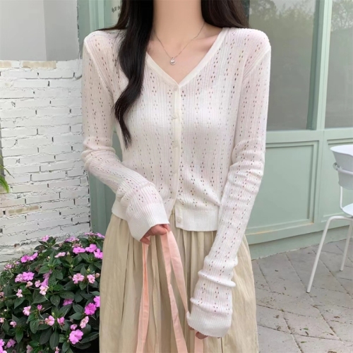 brandy girl summer hollow ice silk knitted cardigan jacket BM thin air conditioning knitted sun protection clothing