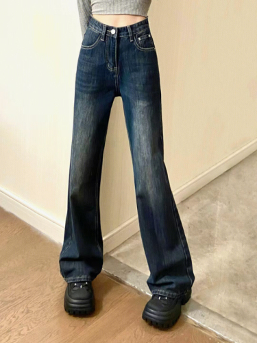 Mild-flare horseshoe jeans, niche retro high-waist slimming American wide-leg trousers