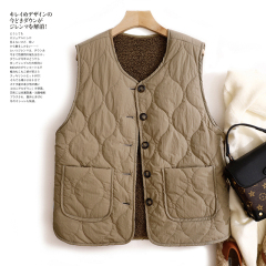 New winter style plus velvet warm reversible vest for women large pocket sleeveless simple vest cotton vest