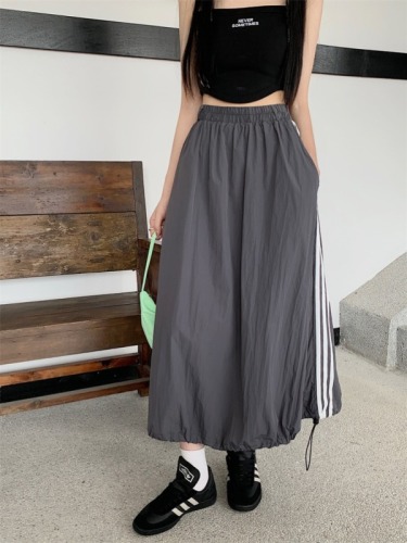 Design pleated workwear skirt 2024 new elastic waist drawstring skirt for women