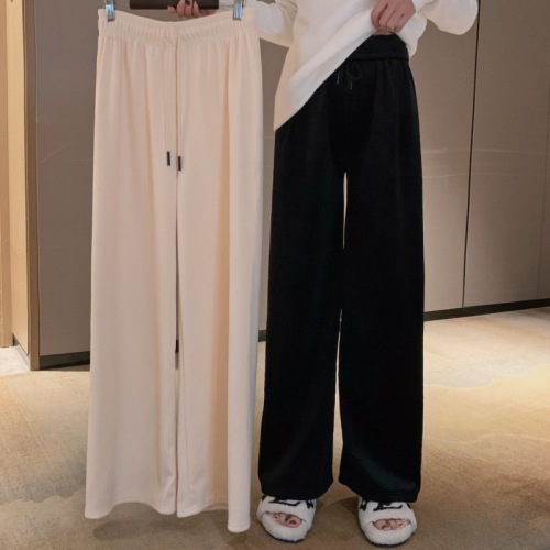 Thickened velvet chenille wide-leg pants, cream pants, Korean style loose and versatile anti-static casual pants