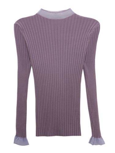 Spring and Autumn Korean style new slim fit mesh splicing half turtleneck bottoming long-sleeved sweater tops for women