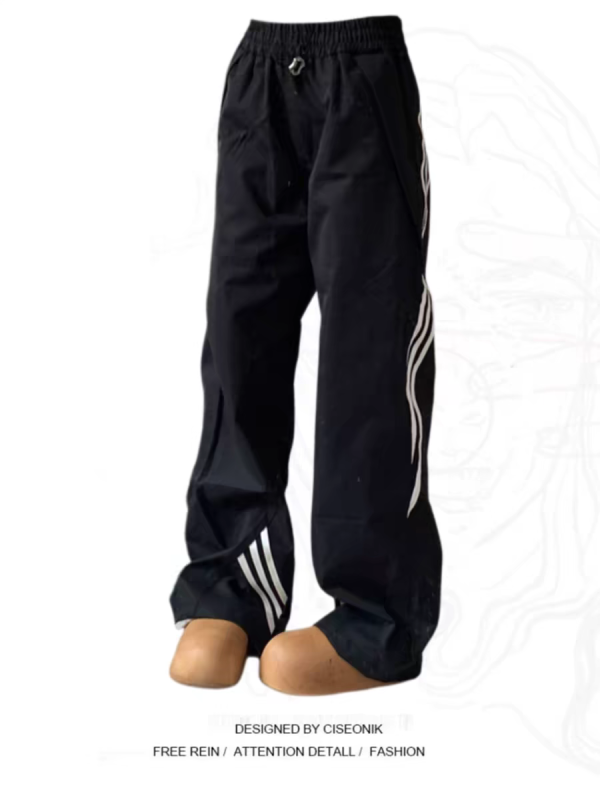 KISKO American drapey striped sports casual pants for men and women trendy straight wide-leg outdoor assault pants ins