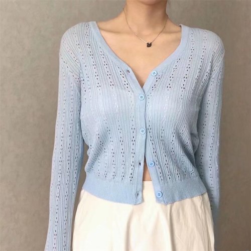 brandy girl summer hollow ice silk knitted cardigan jacket BM thin air conditioning knitted sun protection clothing