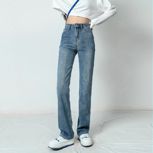 Spring and Autumn New Style Wide Leg Jeans Women's High Waist Fashion Straight Leg Loose Wide Leg Floor-Mopping Pants