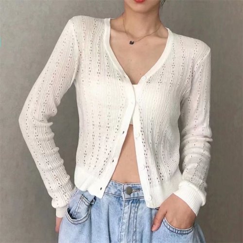 brandy girl summer hollow ice silk knitted cardigan jacket BM thin air conditioning knitted sun protection clothing