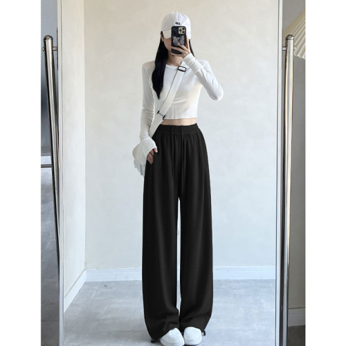 65 Minnie fabric gray sweatpants women's autumn and winter new loose wide-leg pants small American casual pants