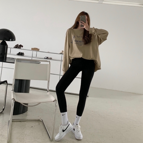 Hong Kong style zero-burden leggings for women for autumn and winter outer wear with thin legs, versatile high-waisted elastic trousers regular/plus velvet