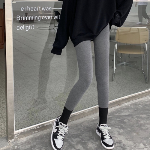 Hong Kong style zero-burden leggings for women for autumn and winter outer wear with thin legs, versatile high-waisted elastic trousers regular/plus velvet