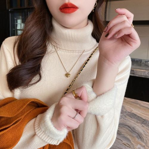 Women's new winter velvet thickened sweater turtleneck bottoming shirt with autumn and winter warm clothes and foreign style top