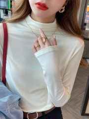 Modal bottoming shirt for women, spring and autumn thin half turtleneck long-sleeved T-shirt, fashionable mid-collar top