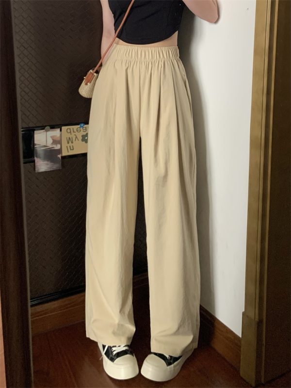 Japanese style lazy wide-leg pants, high-waisted, slim and drapey, loose casual straight-leg Yamamoto pants