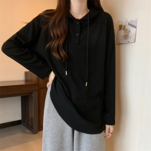 New retro design niche long-sleeved loose sweatshirt versatile slimming hooded top