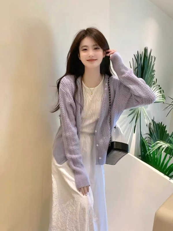 New style small fragrant style hollow sweater jacket for women spring and autumn loose high-end casual versatile sun protection top