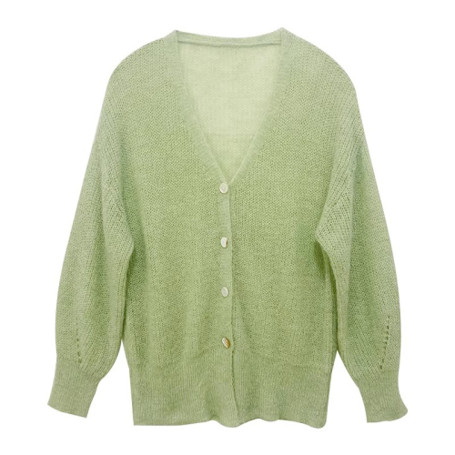 Spring and summer new style warm, soft, waxy and lazy style single-breasted mohair knitted cardigan thin sun protection shirt outer top