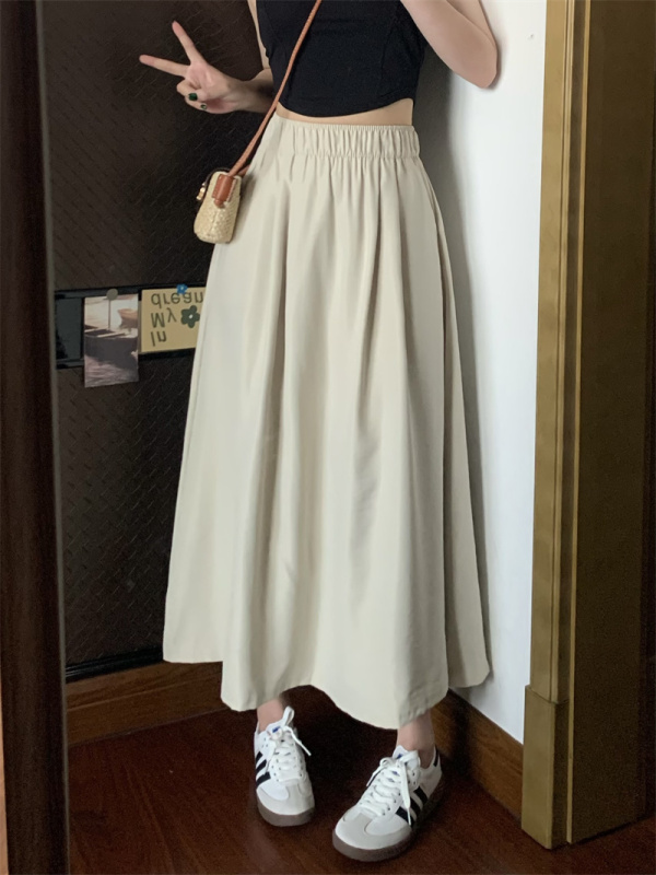Lazy high-waisted, slim and drapey A-line skirt, versatile mid-length casual mid-length Yamamoto skirt